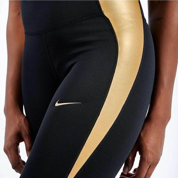 Nike Pro One Tigh Epic Luxe Leggings Tights Black Gold CU5020-010 Women's New - Picture 7 of 16